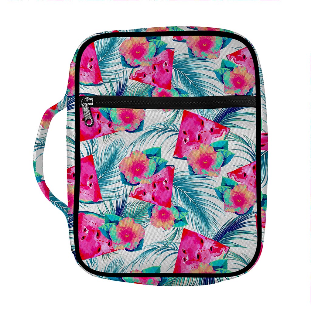 Watermelon Teal Hawaiian Pattern Print Front Pocket Bible Bag