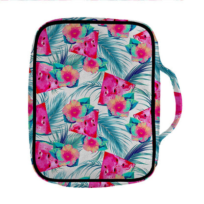 Watermelon Teal Hawaiian Pattern Print Front Pocket Bible Bag