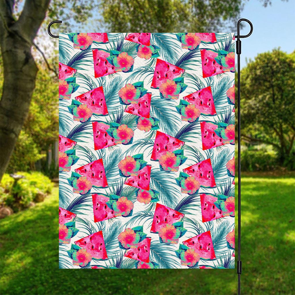 Watermelon Teal Hawaiian Pattern Print Garden Flag