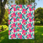 Watermelon Teal Hawaiian Pattern Print Garden Flag