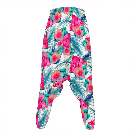 Watermelon Teal Hawaiian Pattern Print Hammer Pants