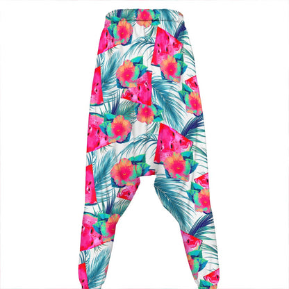 Watermelon Teal Hawaiian Pattern Print Hammer Pants