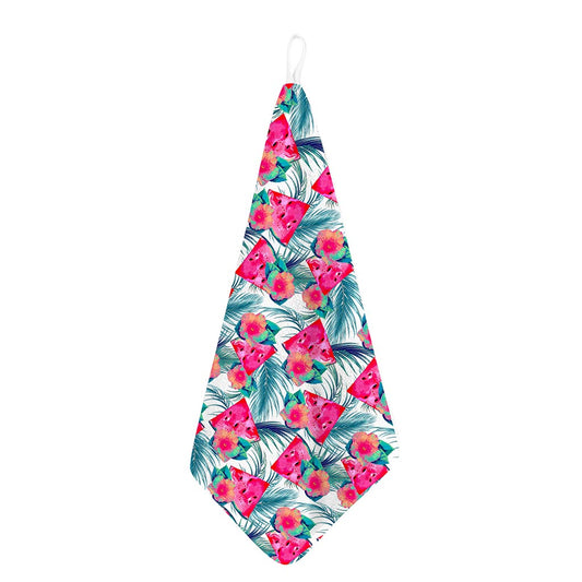 Watermelon Teal Hawaiian Pattern Print Hand Towel