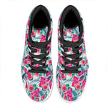 Watermelon Teal Hawaiian Pattern Print High Top Leather Sneakers