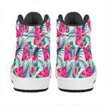 Watermelon Teal Hawaiian Pattern Print High Top Leather Sneakers