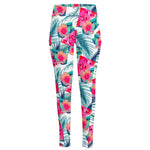 Watermelon Teal Hawaiian Pattern Print High-Waisted Pocket Leggings