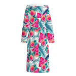 Watermelon Teal Hawaiian Pattern Print Hooded Bathrobe