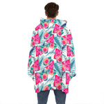 Watermelon Teal Hawaiian Pattern Print Hoodie Blanket