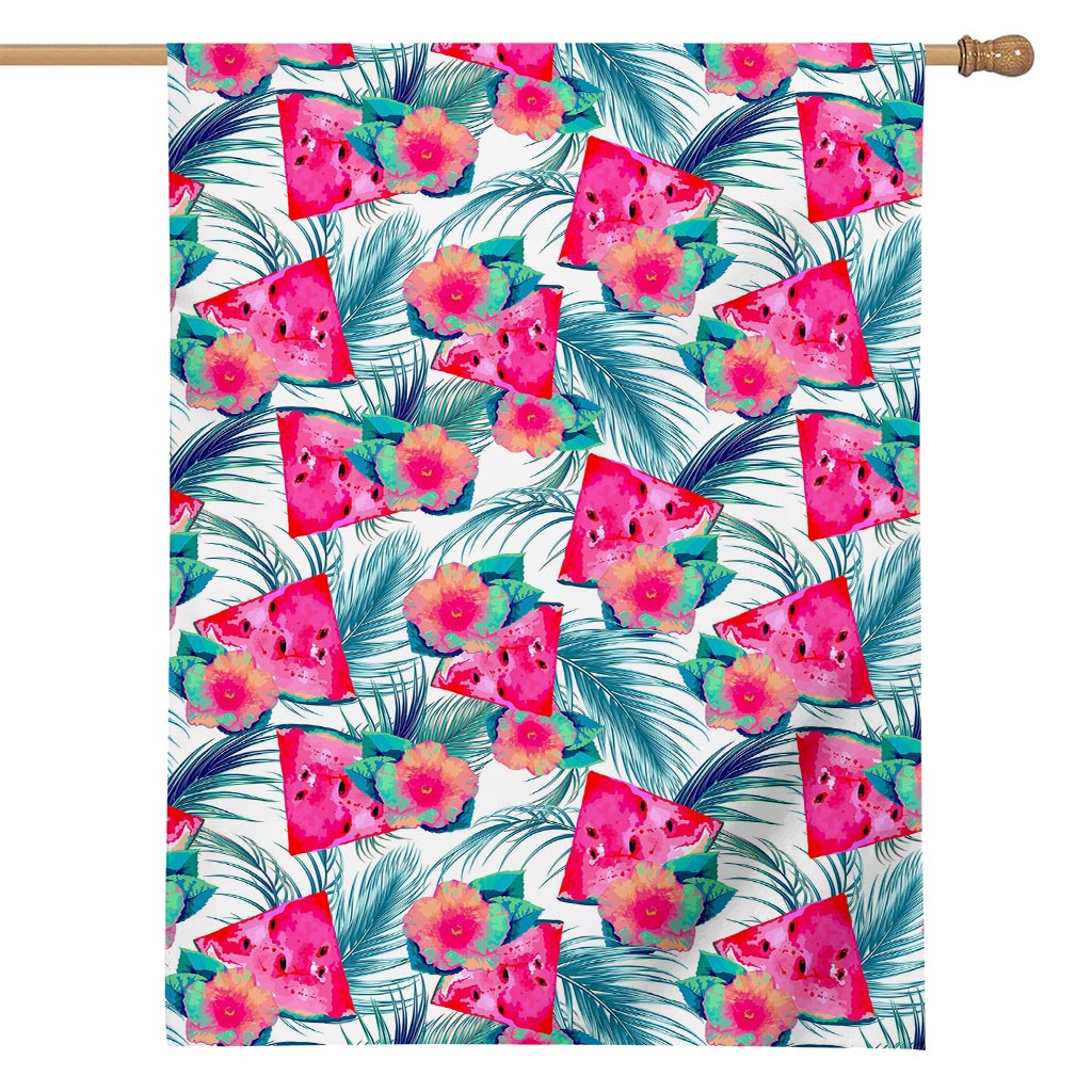 Watermelon Teal Hawaiian Pattern Print House Flag