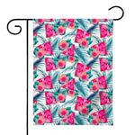 Watermelon Teal Hawaiian Pattern Print House Flag