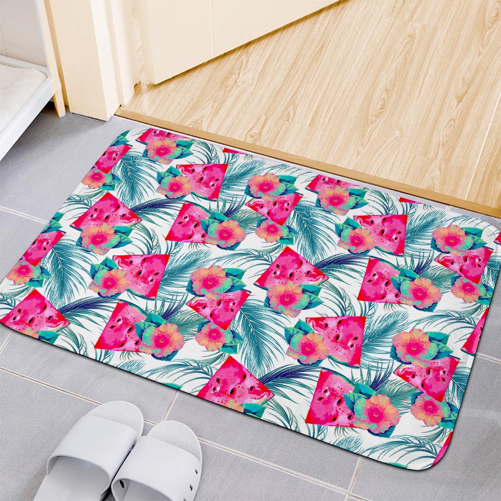 Watermelon Teal Hawaiian Pattern Print Indoor Door Mat