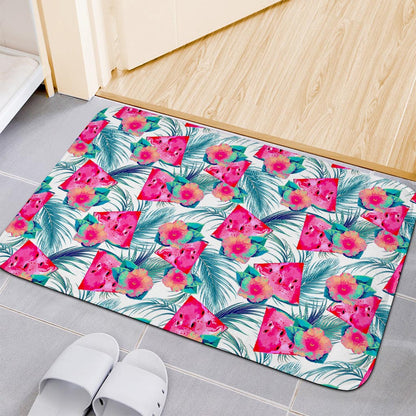 Watermelon Teal Hawaiian Pattern Print Indoor Door Mat