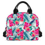 Watermelon Teal Hawaiian Pattern Print Insulated Lunch Bag