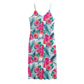 Watermelon Teal Hawaiian Pattern Print Jersey Midi Cami Dress