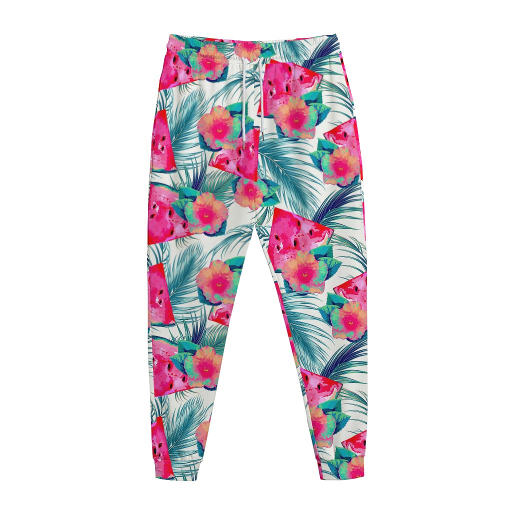 Watermelon Teal Hawaiian Pattern Print Jogger Pants