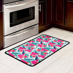 Watermelon Teal Hawaiian Pattern Print Kitchen Mat