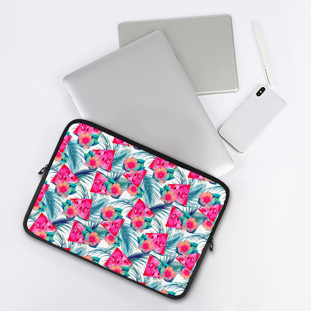 Watermelon Teal Hawaiian Pattern Print Laptop Sleeve