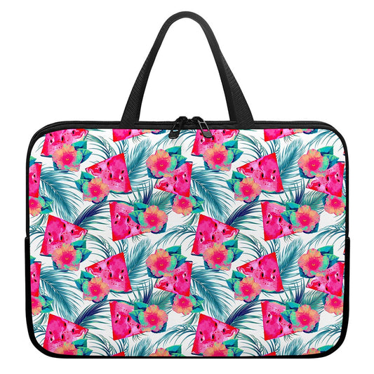 Watermelon Teal Hawaiian Pattern Print Laptop Sleeve With Handle
