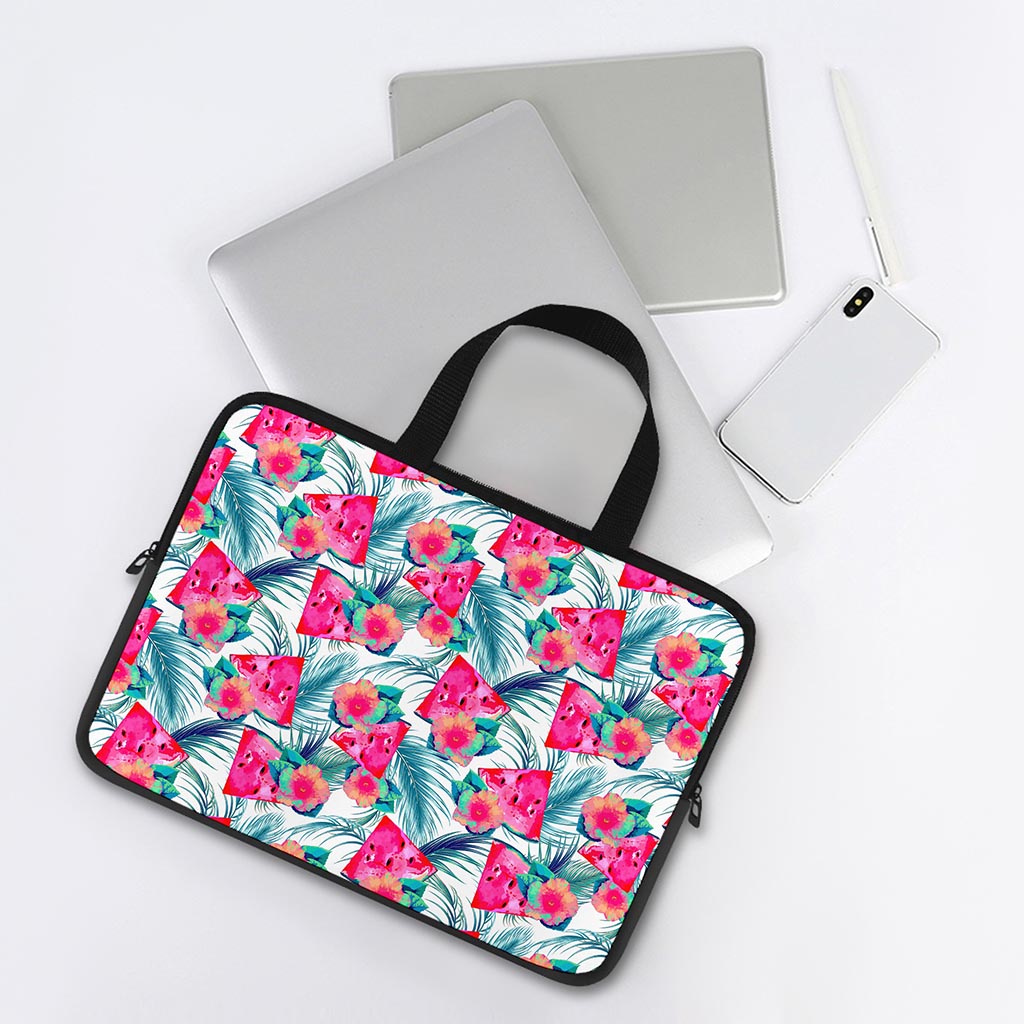 Watermelon Teal Hawaiian Pattern Print Laptop Sleeve With Handle