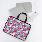Watermelon Teal Hawaiian Pattern Print Laptop Sleeve With Handle