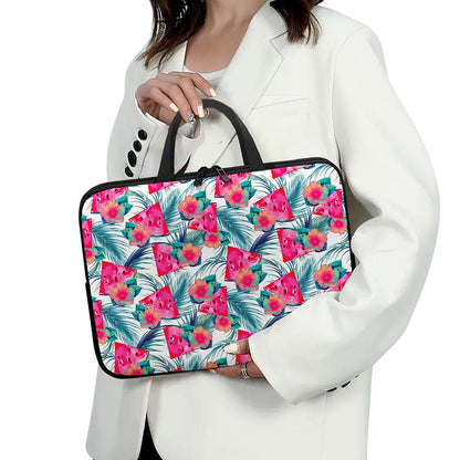 Watermelon Teal Hawaiian Pattern Print Laptop Sleeve With Handle