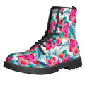 Watermelon Teal Hawaiian Pattern Print Lace-Up Boots