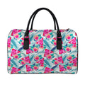 Watermelon Teal Hawaiian Pattern Print Leather Duffel Bag