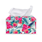 Watermelon Teal Hawaiian Pattern Print Leather Tissue Box Cover