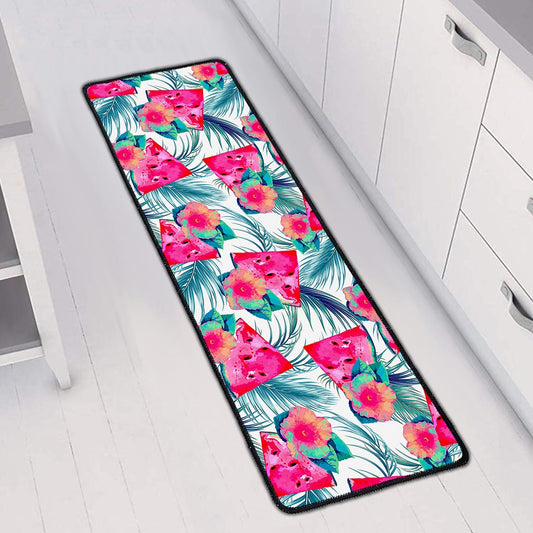 Watermelon Teal Hawaiian Pattern Print Long Kitchen Mat