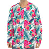 Watermelon Teal Hawaiian Pattern Print Long Sleeve Baseball Jersey