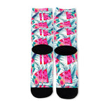Watermelon Teal Hawaiian Pattern Print Long Socks