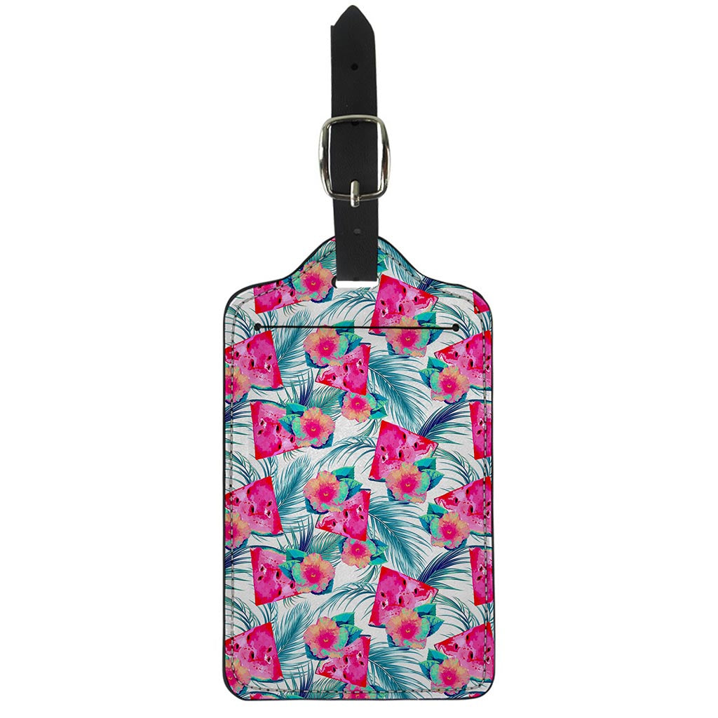 Watermelon Teal Hawaiian Pattern Print Luggage Tag