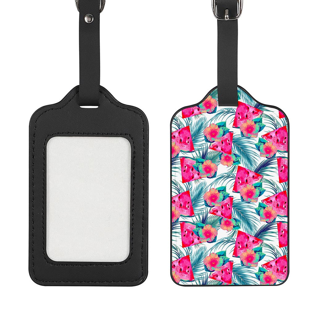 Watermelon Teal Hawaiian Pattern Print Luggage Tag