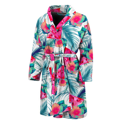 Watermelon Teal Hawaiian Pattern Print Men's Bathrobe