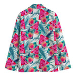 Watermelon Teal Hawaiian Pattern Print Men's Blazer