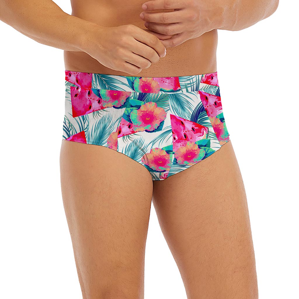 Watermelon Teal Hawaiian Pattern Print Men's Briefs