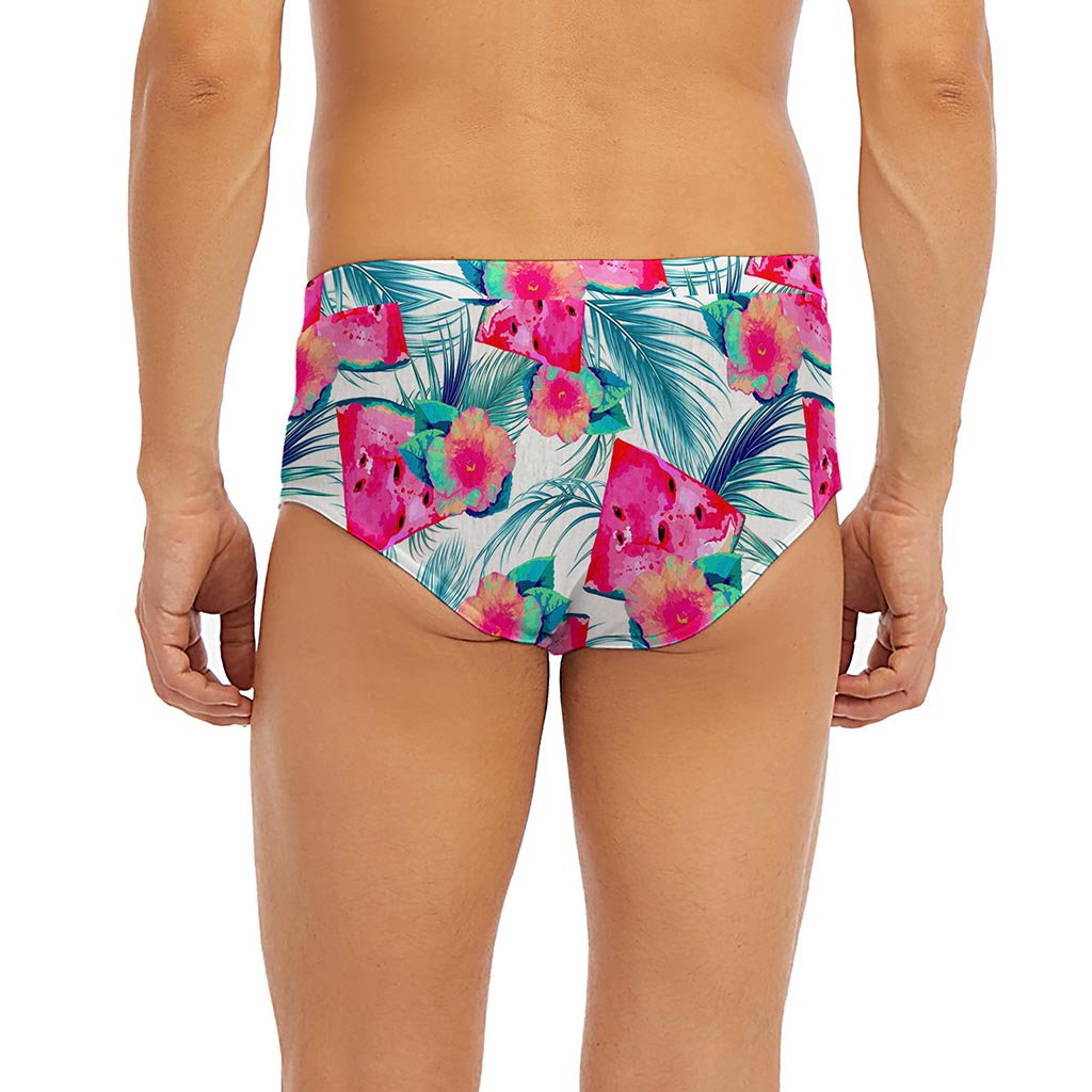 Watermelon Teal Hawaiian Pattern Print Men's Briefs