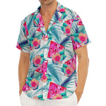 Watermelon Teal Hawaiian Pattern Print Men's Deep V-Neck Shirt
