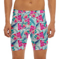 Watermelon Teal Hawaiian Pattern Print Men's Long Boxer Briefs