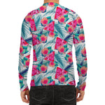 Watermelon Teal Hawaiian Pattern Print Men's Long Sleeve Rash Guard