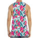 Watermelon Teal Hawaiian Pattern Print Men's Muscle Tank Top