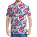 Watermelon Teal Hawaiian Pattern Print Men's Polo Shirt