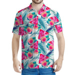 Watermelon Teal Hawaiian Pattern Print Men's Polo Shirt