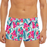 Watermelon Teal Hawaiian Pattern Print Men's Short Boxer Briefs
