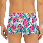 Watermelon Teal Hawaiian Pattern Print Men's Short Boxer Briefs