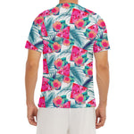 Watermelon Teal Hawaiian Pattern Print Men's Short Sleeve Rash Guard