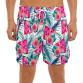 Watermelon Teal Hawaiian Pattern Print Men's Split Running Shorts