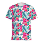 Watermelon Teal Hawaiian Pattern Print Men's Sports T-Shirt