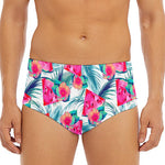 Watermelon Teal Hawaiian Pattern Print Men's Triangle Swim Briefs