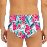 Watermelon Teal Hawaiian Pattern Print Men's Triangle Swim Briefs